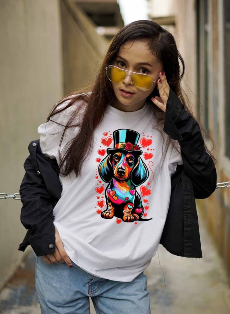 Tacskós póló- Tacskó kalapban