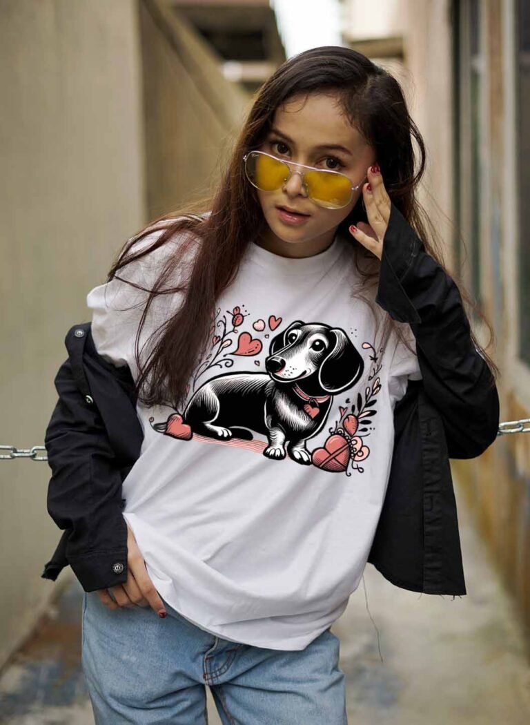 Tacskós póló szíves tacskó mintával