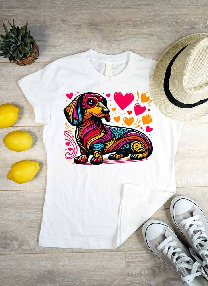 Tacskós póló - Egyedi színes tacskó