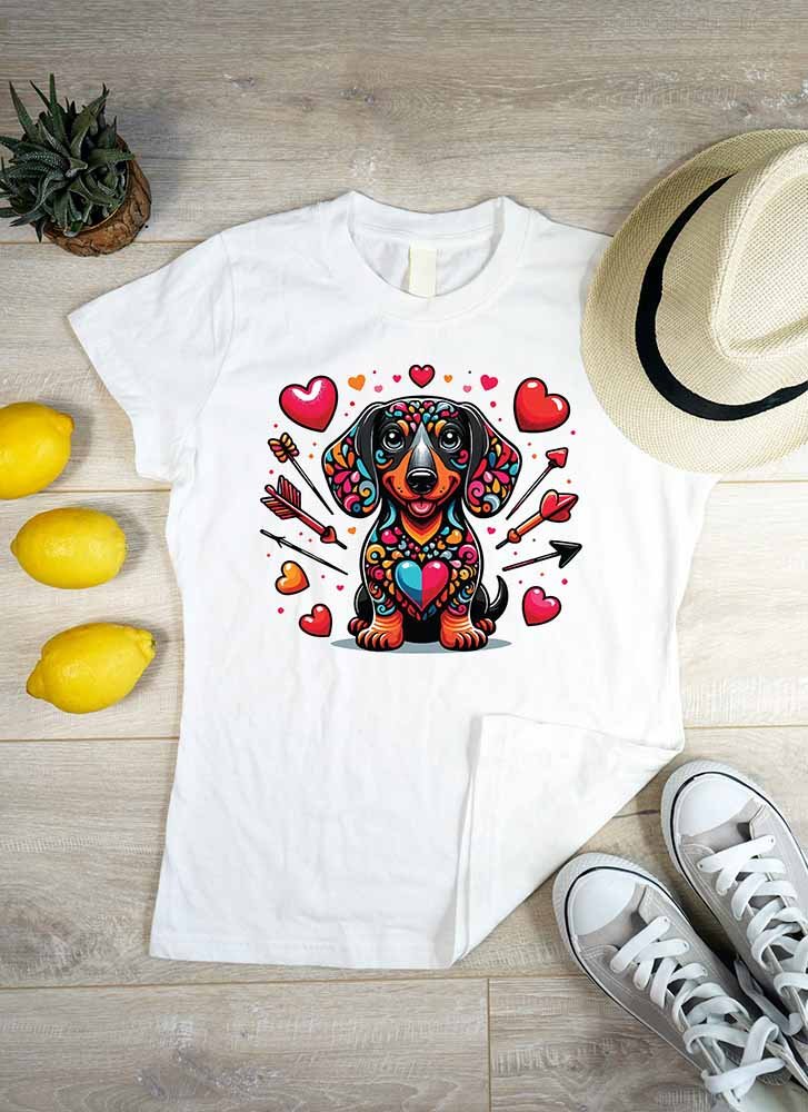 Tacskós póló - Vidám tacskó Ámor Nyilaival