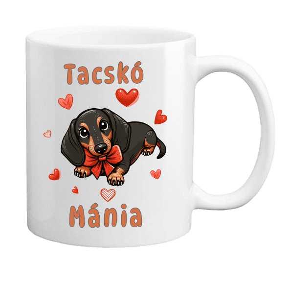 Tacskós bögre aranyos tacskó mintával Tacskó Mánia felirattal