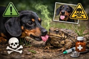 Tacskó békát nyal a kertben – mérgezés veszélye és habzó száj tünetei